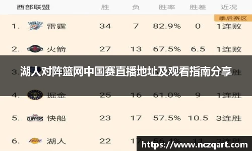 湖人对阵篮网中国赛直播地址及观看指南分享